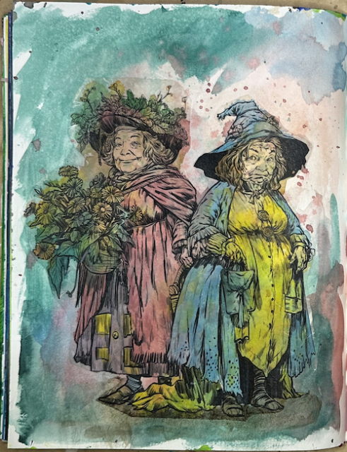 Art Journal Spread with The Aunties